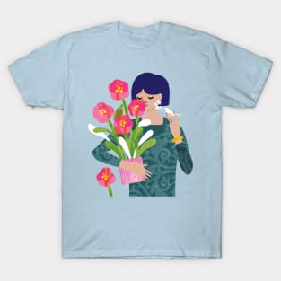 Peonies in a Matching Vase T-Shirt